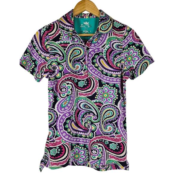 PETER MILLAR WOMEN'S PAISLEY ELEMENT WICKING PERFORMANCE POLO – SIZE SMALL - Picture 1 of 11